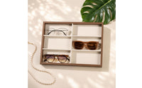 Divided Interior Wooden Eyeglass Display Box Lined Insert 6-Compartment Display Box Rectangular Easy to See