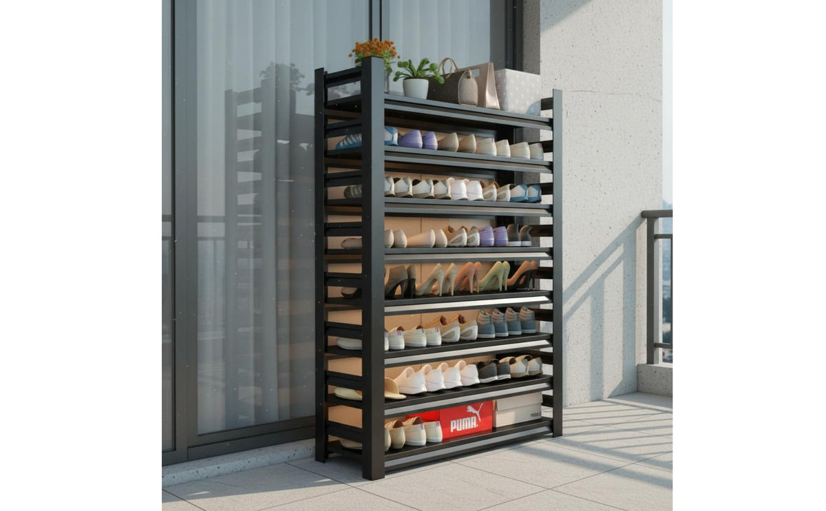 Space-Saving Design Multi-Tier Shoe Rack Large Capacity Carbon Steel Utility Rack Easy Assembly Shelving Unit Adjustable Shelves for Garage
