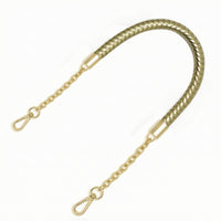 Gold-Tone Braided Bag Strap with Hooks Short Replacement Bag Handle with Clips Sturdy Leather Purse Strap with Chain Classic for Shoulder Bags