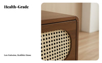 Minimalist Design Rattan Door TV Cabinet Walnut Finish Media Console Floor-Standing Living Room Furniture Spacious Storage for Small Apartment Dwellers, Homeowners, Home, Bedroom