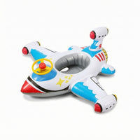Cartoon-Printed Airplane Pool Inflatable Safe Airplane Inflatable with Seat Comfortable Swim Ring Long-Lasting for Toddlers, Kids, Children, Beach