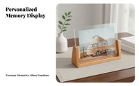 Wooden Base Acrylic Frame Minimalist Design Wooden Base Picture Frame Hand-Polished Wood Photo Stand for Desktop, Office