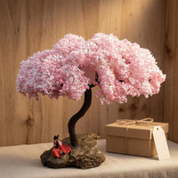 Miniature Cherry Blossom Tree Model Freestanding Flowering Cherry Tree Miniature Realistic Display Decor for Micro-Landscape