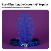 Dramatic Plumage Feather Hairband Rhinestone Accent Feather Headband Hair Accessory for Adults, Women, Dance Performance, Parties, Festivals