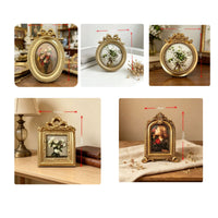 5 Pieces Tabletop Photo Frame Vintage Picture Frame with Stand Gold Tone Picture Holder for Collectors