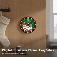 Silent Movement Christmas Wall Clock Non-Ticking Round Christmas Clock Battery Operated for Children, Gift Givers, Living Room, Bedroom