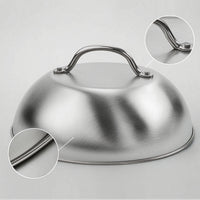 Barbecue Lid with Handle Stainless Steel Melting Dome with Handle Griddle Basting Cover Domed Dome Lid Brushed Metal