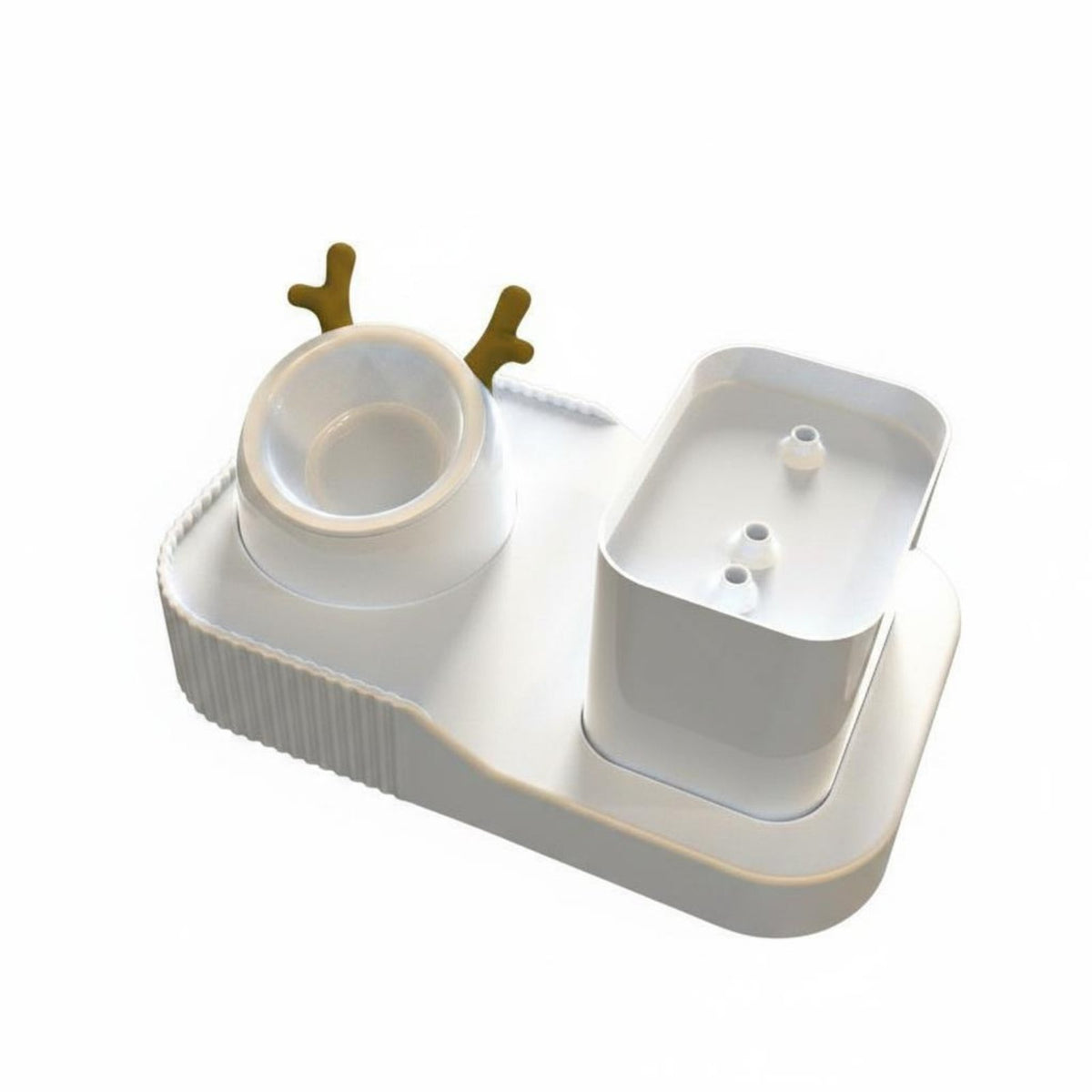 Dual Use 2-in-1 Pet Feeder Easy to Clean Water Fountain Bowl Large Capacity Feline Water Dispenser Visible Level for Cats, Small Dogs
