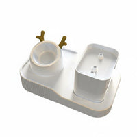 Dual Use 2-in-1 Pet Feeder Easy to Clean Water Fountain Bowl Large Capacity Feline Water Dispenser Visible Level for Cats, Small Dogs