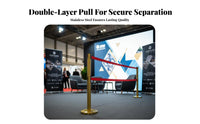 Heavy-Duty Base Double Belt Stanchion Long-Lasting Construction Retractable Belt Stanchion Versatile Use Stainless Steel Queue Pole Easy Installation for Event Organizers, Venue Managers, Business Owners, Exhibition Halls, Airports, Trade Exhibition S
