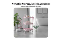 Rolling Storage Cart Carbon Steel Construction Mobile Storage Trolley 360° Rotating Wheels Multi-Tier Rolling Cart for Washroom, Small Areas, Bedroom