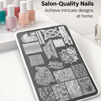 Lace Pattern Nail Stamping Plate with Silicone for Beginners, Stainless Steel Printing Tool Kit for Manicure Decoration