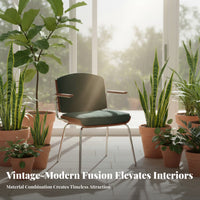 Vintage & aesthetic Upholstered Armchair With Armrests Indoor Furniture Comfortable spine supportrest accent Chair adaptable for distant Workers, Apartment Dwellers, residents, Study Room, Home Office, Bedroom, Small areas