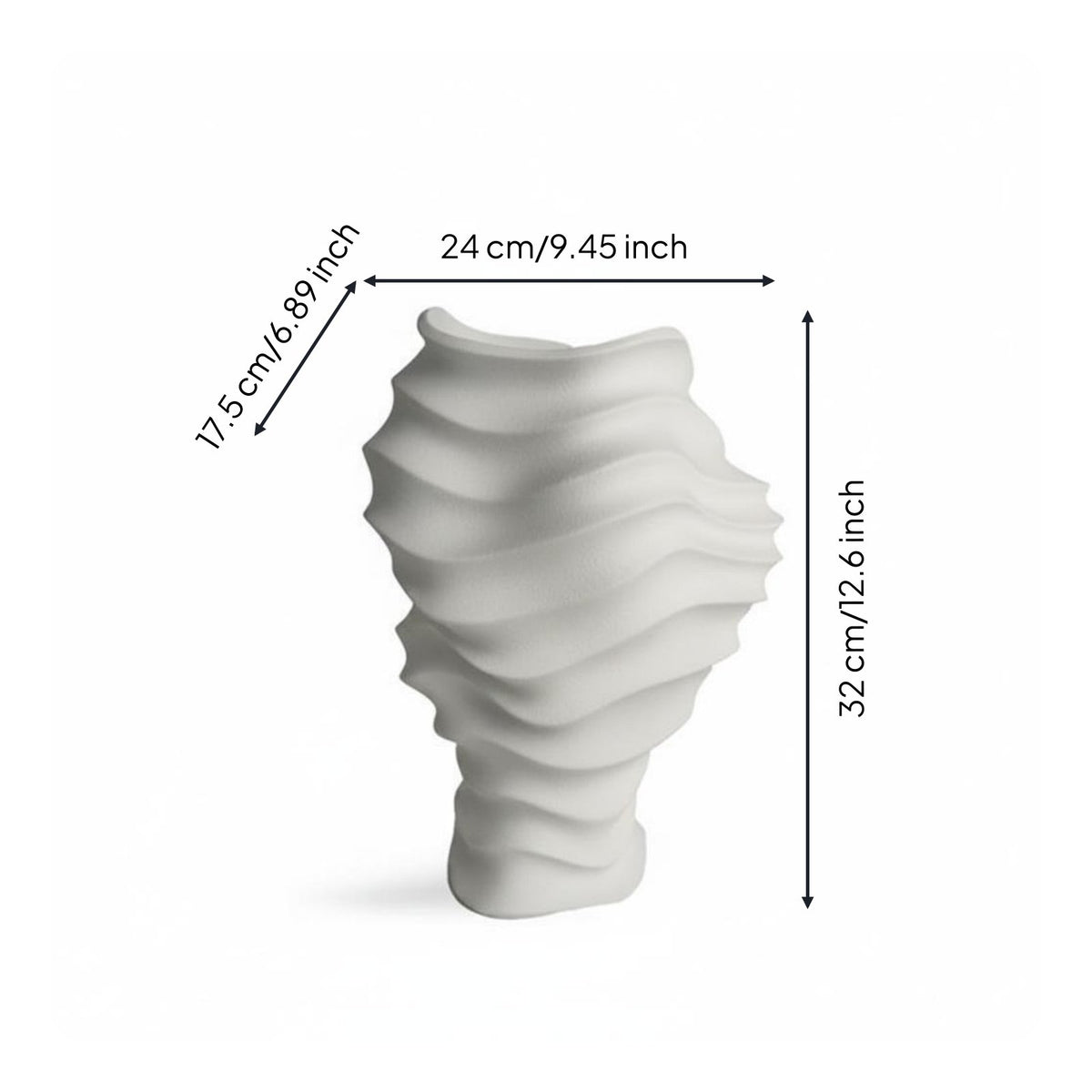 Modern Minimalist Wave Vase Creative Shape Wavy Border Vase Sculptural Design Home Decor Centerpiece for Sales Office, Showroom