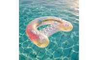 Portable Inflatable Pool Chair Easy Inflate/Deflate Inflatable Pool Chair with Cup Holders Repair Kit Included Mermaid Scale Water Lounger Resistant for Adults, Beach, Lake