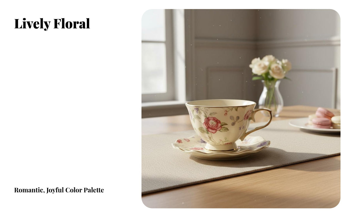 Gold Rimmed Tea Mug Set Elegant Luxury European Design Afternoon Tea Mug Vintage Teacup and Dish Giftable for Home Decor