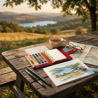 Travel-Friendly Watercolor Notebook Loose-Leaf Notebook with Pigment Box Pocket-Sized Sketchbook Bleed-Proof for Artists