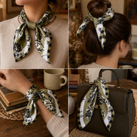 Herringbone Silk Scarf for Women, Versatile Decorative Shawl with Fashion Print