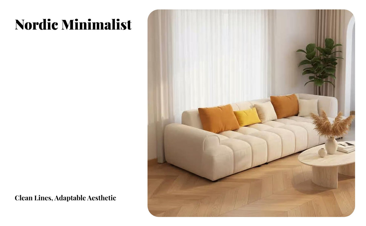 plump Straight-Line Sofa French Cream design Couch Modern Minimalist Household Furniture for Apartment Dwellers, Homeowners