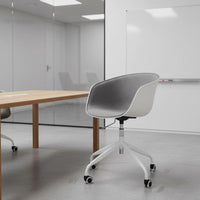 Minimalist Design Adjustable Height Study Chair Quiet-Rolling Wheels Upholstered Swivel Chair Ergonomic Design for Students, Dorm Room