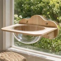 Cat Window Perch with Suction Cups - Wooden Frame & Glass Capsule Hammock Bed