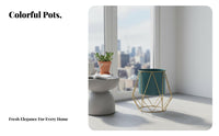 Nordic Design Flower Pot Indoor Outdoor Use Metal Flower Pot with Stand Geometric Metal Planter Handmade Planter with Stand