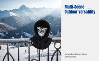 Thermal head print face cover, fleece balaclava neck gaiter, windproof headscarf for outdoor cycling, skiing