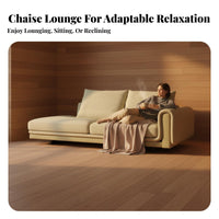 Curved Fabric chaise longue Italian-Inspired Upholstered Bench with Arms and Pillows Wabi-Sabi Aesthetic Chaise Lounge for Apartment Dwellers, Adults, Bedroom