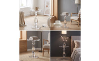 Acrylic Side Table Transparent Pedestal Side Table Small Space-Saving Furniture for Reading Corner