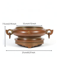 Copper Incense Burner Stable Incense Holder with Handles Elegant Ding Censer for Meditation