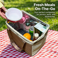 Insulated Lunch Box Tote Bag, Cooling Tote for Women Men, Thermal Bag, Meal Bag, Portable Food Container, Grey Small