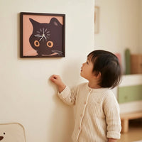 Cat Wall Clock Modern Clock with Cat Face Non-Ticking for Nursery, Bedroom