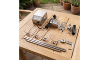 Electric Rotisserie Meat Fork Kit Stainless Steel Rotisserie Grill Kit Heavy Duty for Backyard Grilling, Cookout