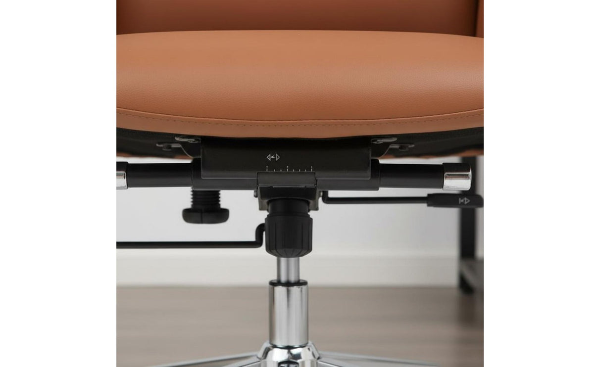 Adjustable Height Leather Office Chair with Headrest for Conference Room