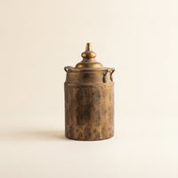 Metal Vase with Lid Vintage Lidded Jar Rustic Lidded Storage Jar for Console Table, Mantel