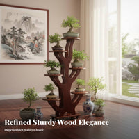 Floor-Standing Multi-Tier Tree-Shaped Pot Holder Chinese Design 5-Tier Plant Stand Elegant Decoration Flower Rack Sturdy & Long-Lasting for Homeowners, Indoor Gardeners, Apartment Dwellers, Living Room, Balcony, Bedroom, Office