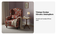 sturdy Wood Frame Upholstered high-rear armchair Vintage Design high-rear armchair Chair Jacquard Fabric Single Sofa Floral Pattern for Apartment Dwellers, Readers, Homeowners, Living Room, Bedroom, perusing alcove, Lounge Area