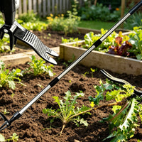 Detachable Stand up Weed Puller No Bending 4-Claw Root Remover Labor Saving Stand up Weeder All Steel for Gardeners, Seniors, Garden, Backyard