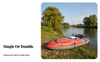 Wear-Resistant 2-Person Fishing Kayak Heavy-Duty Single Person Watercraft Stable Design Inflatable Boat High Capacity for Outdoor Enthusiasts, Families, Lakes, Rivers, River, Camping