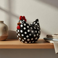 Cute Spotted Cock Statue Quirky Spotted Chicken Figurine Cartoon Design Resin Cock Sculpture Funny for Gift