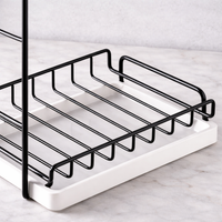 Sink Dish Cloth Holder and Hanging Rack for Kitchen Organization, Wall Mounted Rectangular Organizer with Water Tray