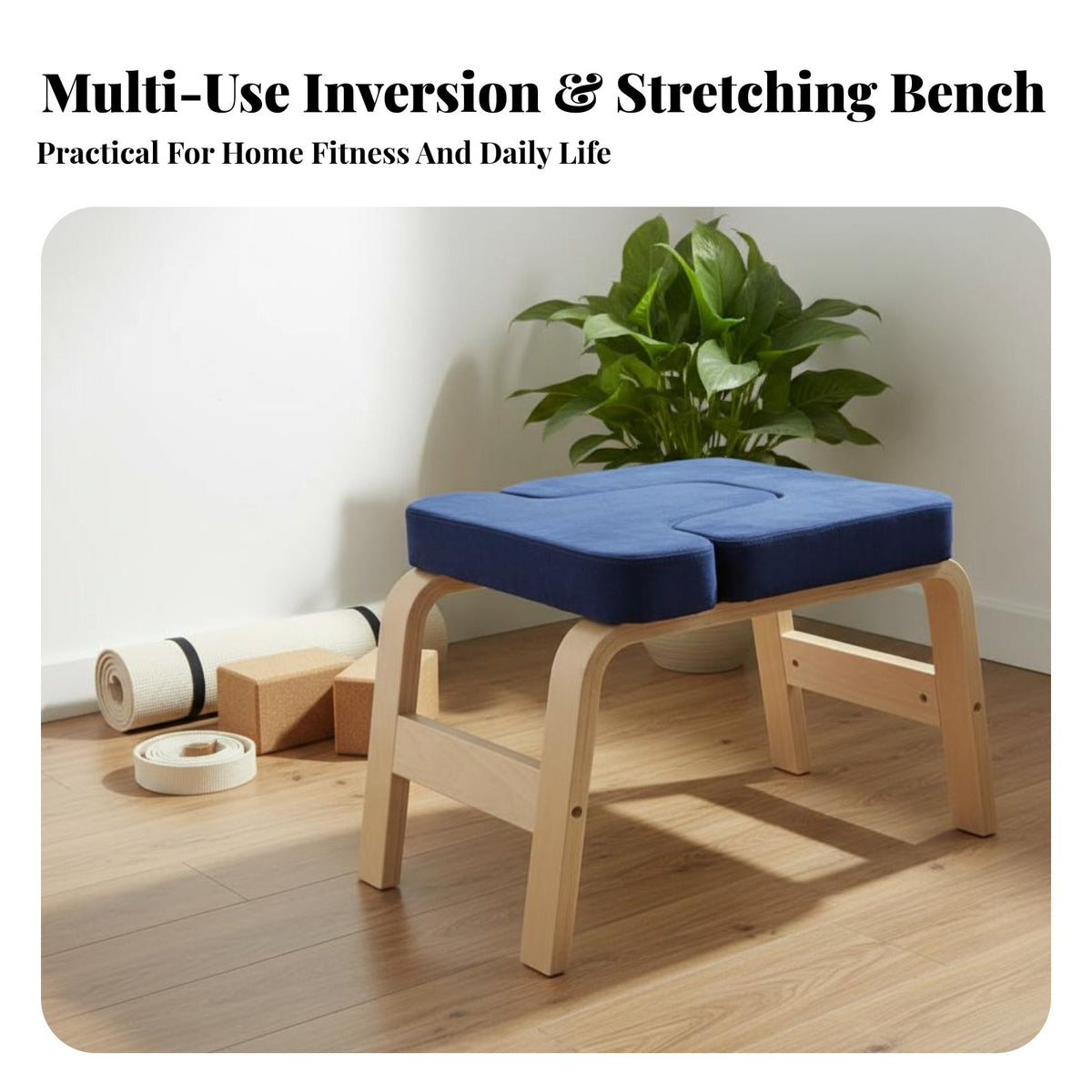 Beechwood Frame Mind-Body Practice Headstand Bench Non-Slip Base Inversion Chair High-Density Foam Cushion Headstand Coach Stable Design for Beginners, Home Gym