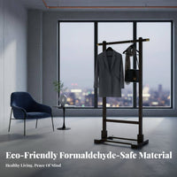 Minimalist Design Floor Clothing Rack Easy to Assemble Unattached Standing Clothes Rack Sturdy and Long-Lasting Bamboo Coat Stand Strong Load-Bearing for Renters, Students, Adults, Entryway, Apartment, Guest Room