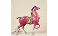 Rearing Horse Statue Tabletop Horse Figurine Gold-Tone Decor Piece for Entryway