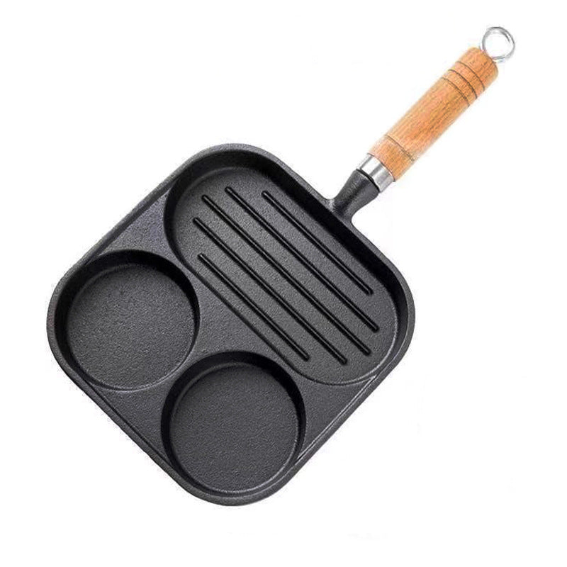 Cast Iron Multi-Function Breakfast Pan with Non-Stick Surface, Egg and Burger Cooker, Suitable for Induction Cooktops