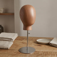 Hairpiece Mannequin Head Metal Base Hairpiece Display Head Wood Grain