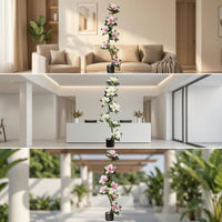 Artificial Magnolia Tree Decorative Faux Potted Plant Stable Artificial Plant with Planter Pot for Living Room, Office