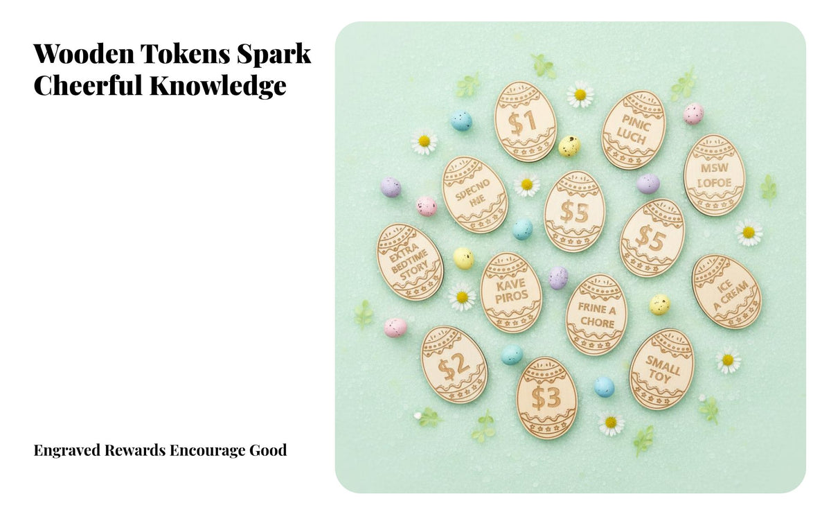27 Pieces Wooden Easter Reward Tokens Reusable Easter Egg Search Prizes Candy Substitute Youthful Reward Tokens