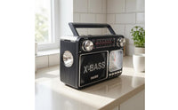 Telescopic Antenna Portable Time-Keeping Radio Carry Handle Analog Time-Keeping Radio Large Speaker Grille Audio Device