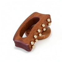 Wooden Massager with Brass Balls Handheld Gua Sha Board Manual for Home, Travel